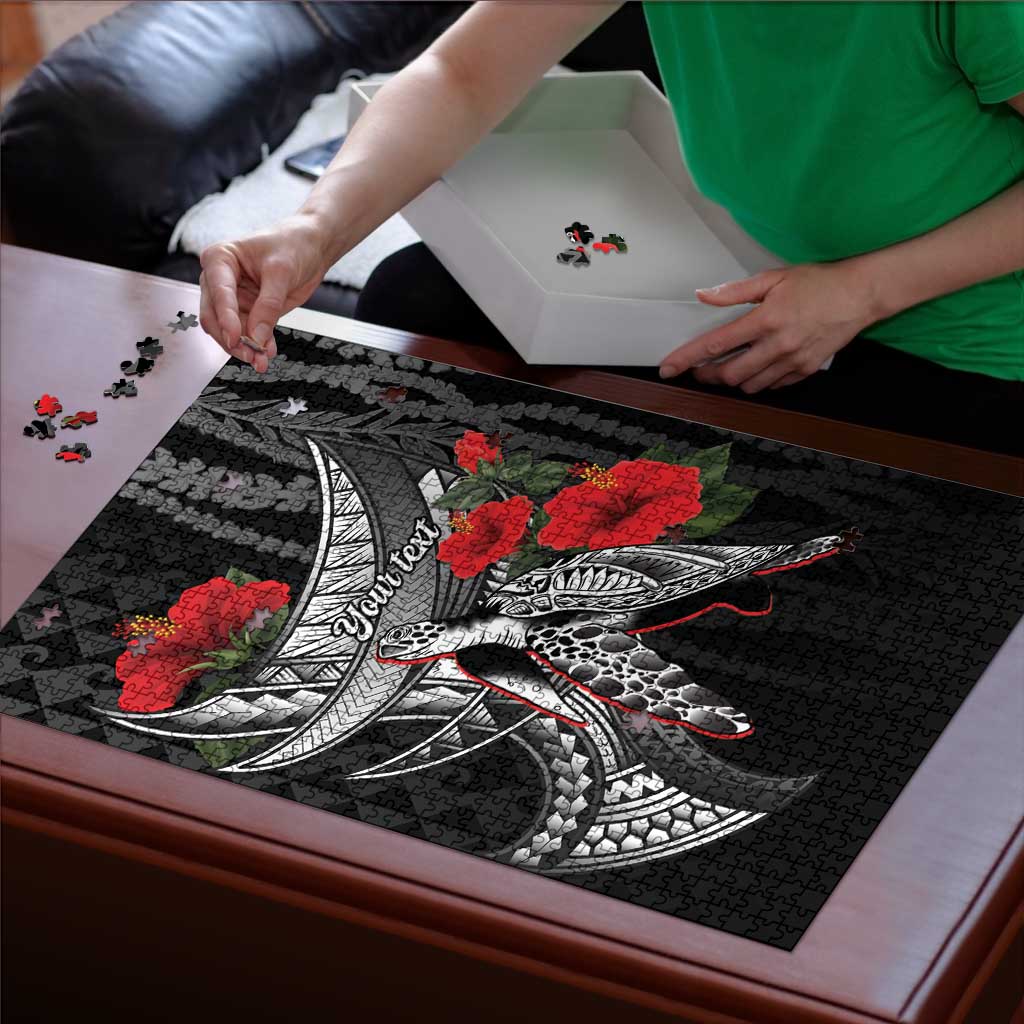 Hawaiian Honu Personalized Puzzle Black Tribal Hook Pattern LT9 - Polynesian Pride