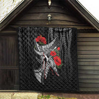Hawaiian Honu Personalized Quilt Black Tribal Hook Pattern LT9 - Polynesian Pride