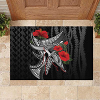 Hawaiian Honu Personalized Rubber Doormat Black Tribal Hook Pattern LT9 Black - Polynesian Pride