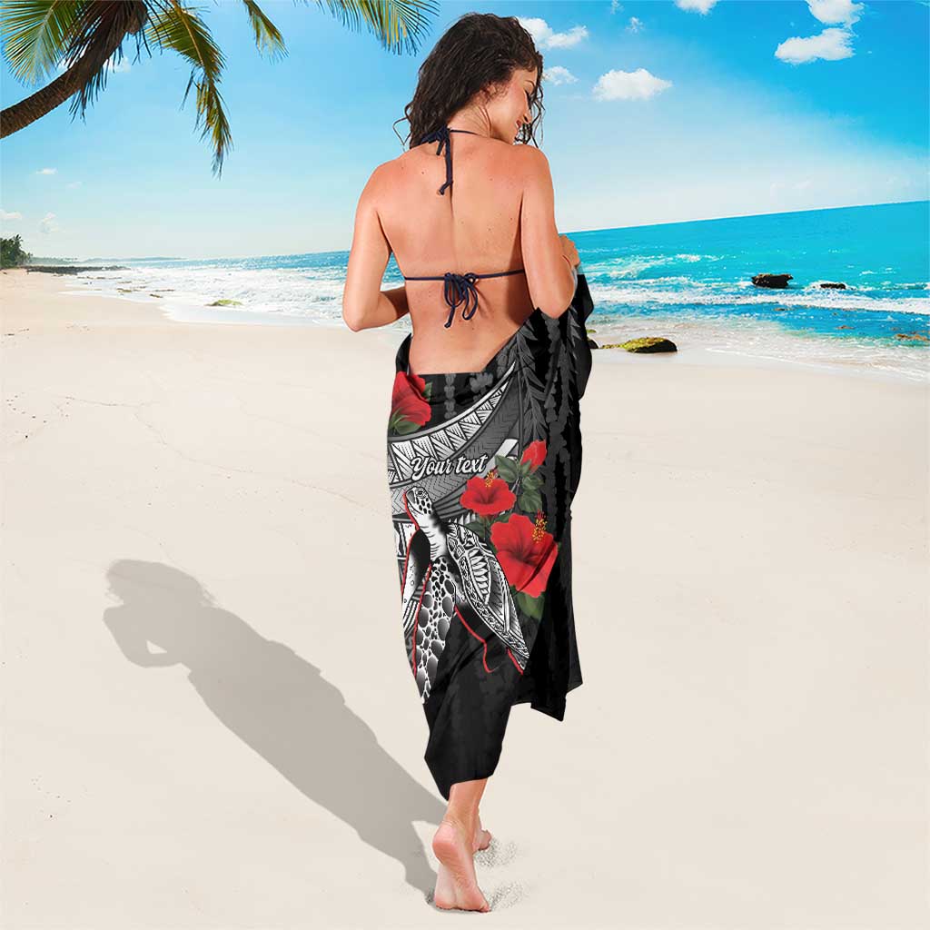 Hawaiian Honu Personalized Sarong Black Tribal Hook Pattern LT9 - Polynesian Pride