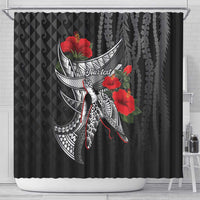 Hawaiian Honu Personalized Shower Curtain Black Tribal Hook Pattern LT9 - Polynesian Pride