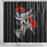 Hawaiian Honu Personalized Shower Curtain Black Tribal Hook Pattern LT9 - Polynesian Pride