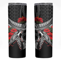 Hawaiian Honu Personalized Skinny Tumbler Black Tribal Hook Pattern LT9 Black - Polynesian Pride