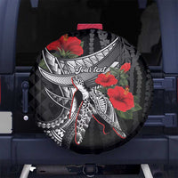Hawaiian Honu Personalized Spare Tire Cover Black Tribal Hook Pattern LT9 No hole Black - Polynesian Pride