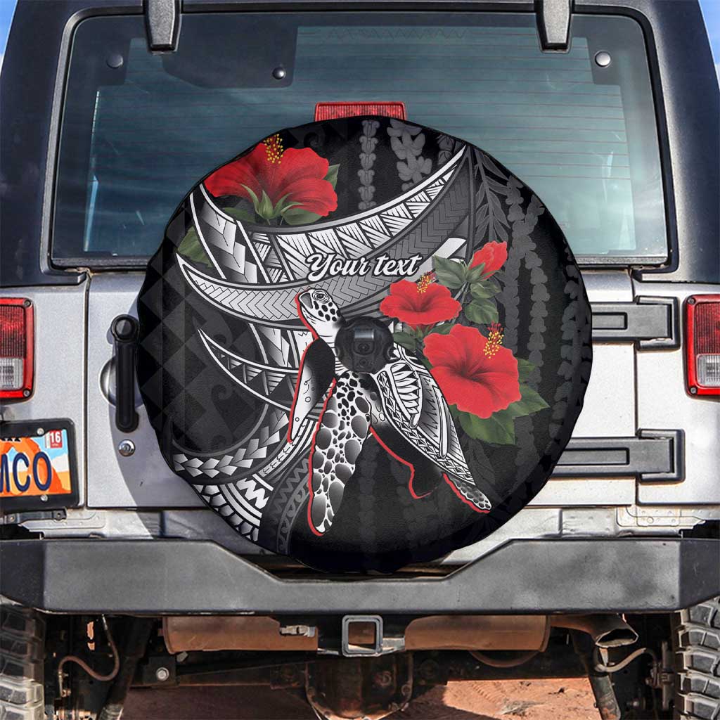 Hawaiian Honu Personalized Spare Tire Cover Black Tribal Hook Pattern LT9 Black - Polynesian Pride