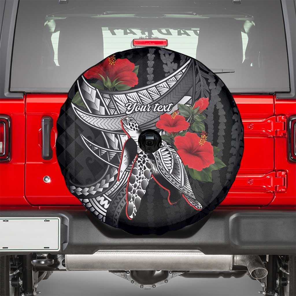 Hawaiian Honu Personalized Spare Tire Cover Black Tribal Hook Pattern LT9 - Polynesian Pride