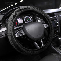 Hawaiian Honu Steering Wheel Cover Black Tribal Hook Pattern LT9 Universal Fit Black - Polynesian Pride