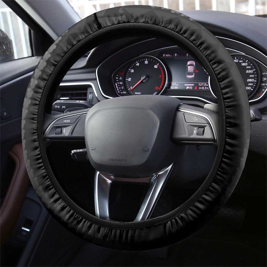 Hawaiian Honu Steering Wheel Cover Black Tribal Hook Pattern LT9 - Polynesian Pride