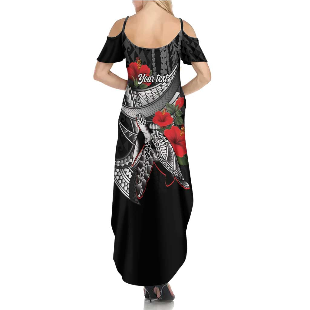 Hawaiian Honu Personalized Summer Maxi Dress Black Tribal Hook Pattern