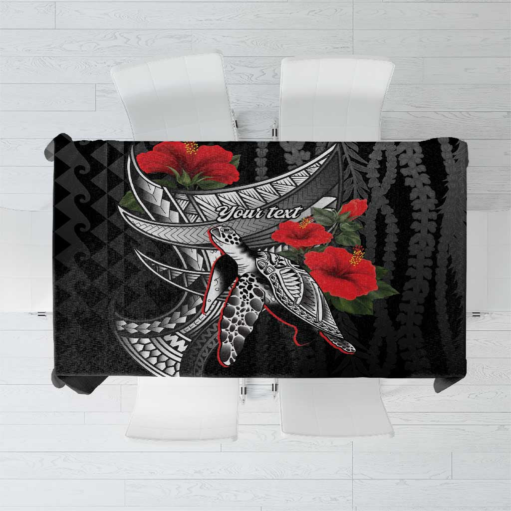 Hawaiian Honu Personalized Tablecloth Black Tribal Hook Pattern LT9 Black - Polynesian Pride