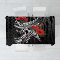 Hawaiian Honu Personalized Tablecloth Black Tribal Hook Pattern LT9 Black - Polynesian Pride
