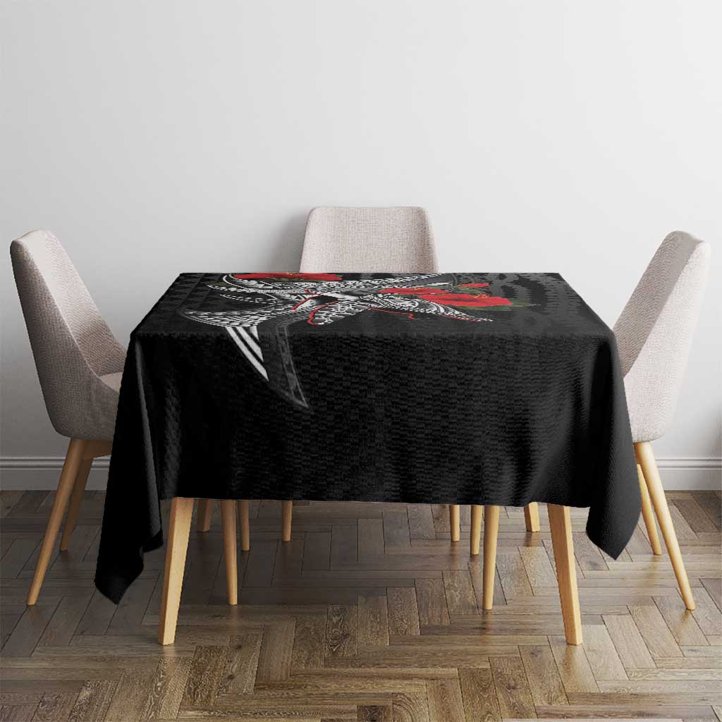 Hawaiian Honu Personalized Tablecloth Black Tribal Hook Pattern LT9 - Polynesian Pride