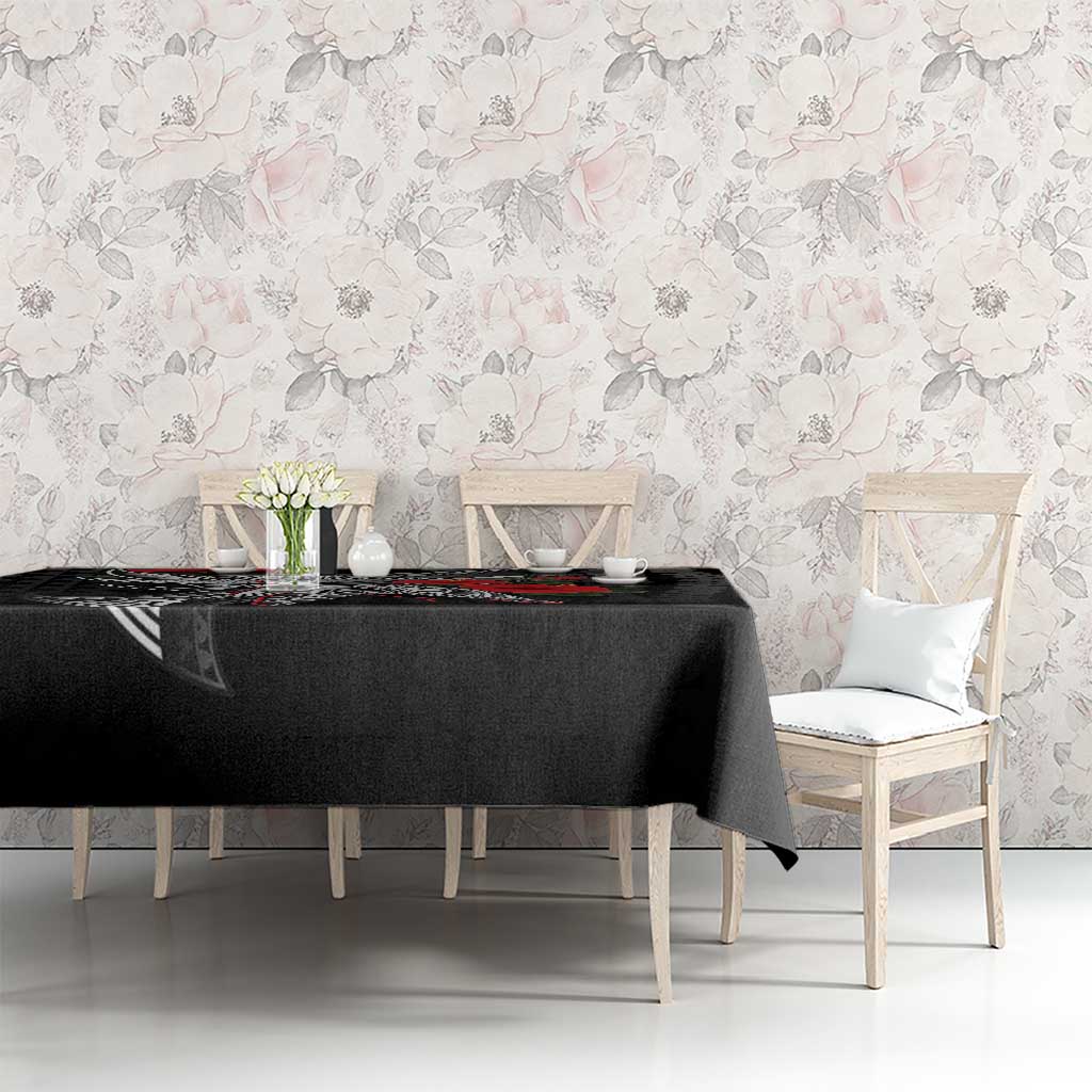 Hawaiian Honu Personalized Tablecloth Black Tribal Hook Pattern LT9 - Polynesian Pride