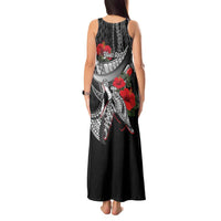 Hawaiian Honu Personalized Tank Maxi Dress Black Tribal Hook Pattern LT9 - Polynesian Pride