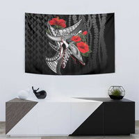 Hawaiian Honu Personalized Tapestry Black Tribal Hook Pattern LT9 - Polynesian Pride