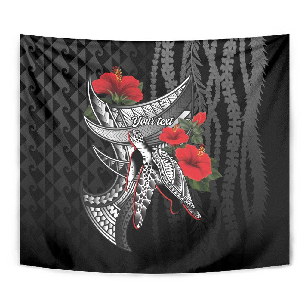 Hawaiian Honu Personalized Tapestry Black Tribal Hook Pattern LT9 - Polynesian Pride
