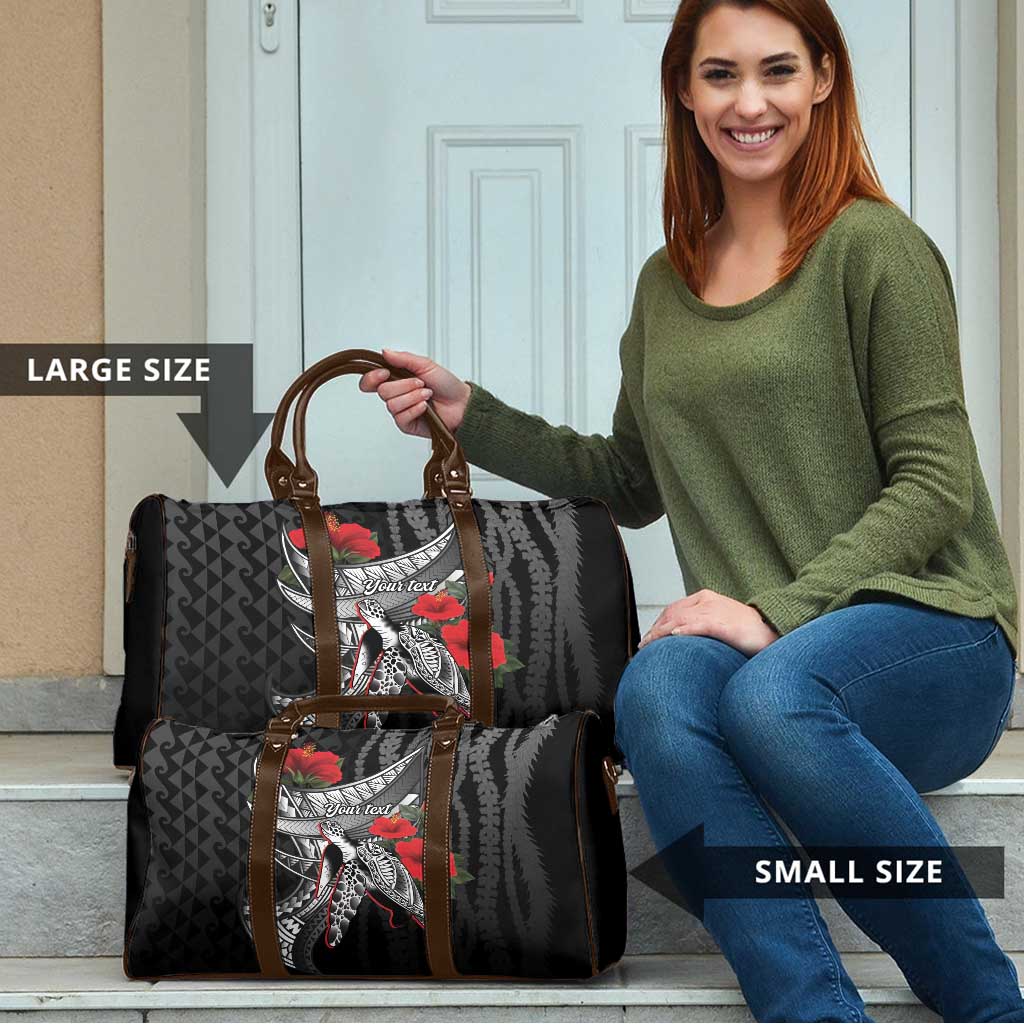 Hawaiian Honu Personalized Travel Bag Black Tribal Hook Pattern LT9 - Polynesian Pride