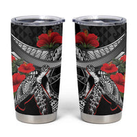 Hawaiian Honu Personalized Tumbler Cup Black Tribal Hook Pattern LT9 Black - Polynesian Pride