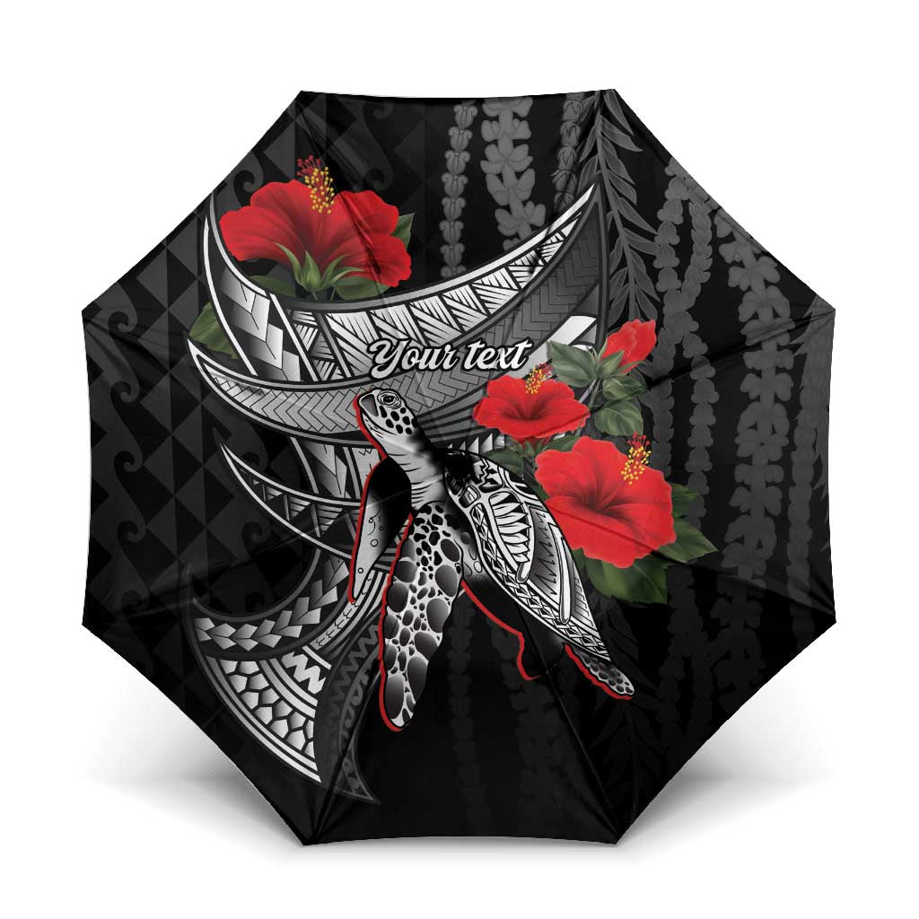 Hawaiian Honu Personalized Umbrella Black Tribal Hook Pattern LT9 One Size Folded 11.42 inch Opened Diameter 37.4 inch Black - Polynesian Pride