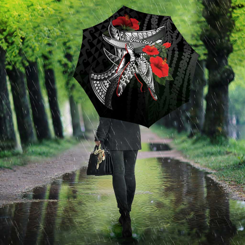 Hawaiian Honu Personalized Umbrella Black Tribal Hook Pattern LT9 - Polynesian Pride