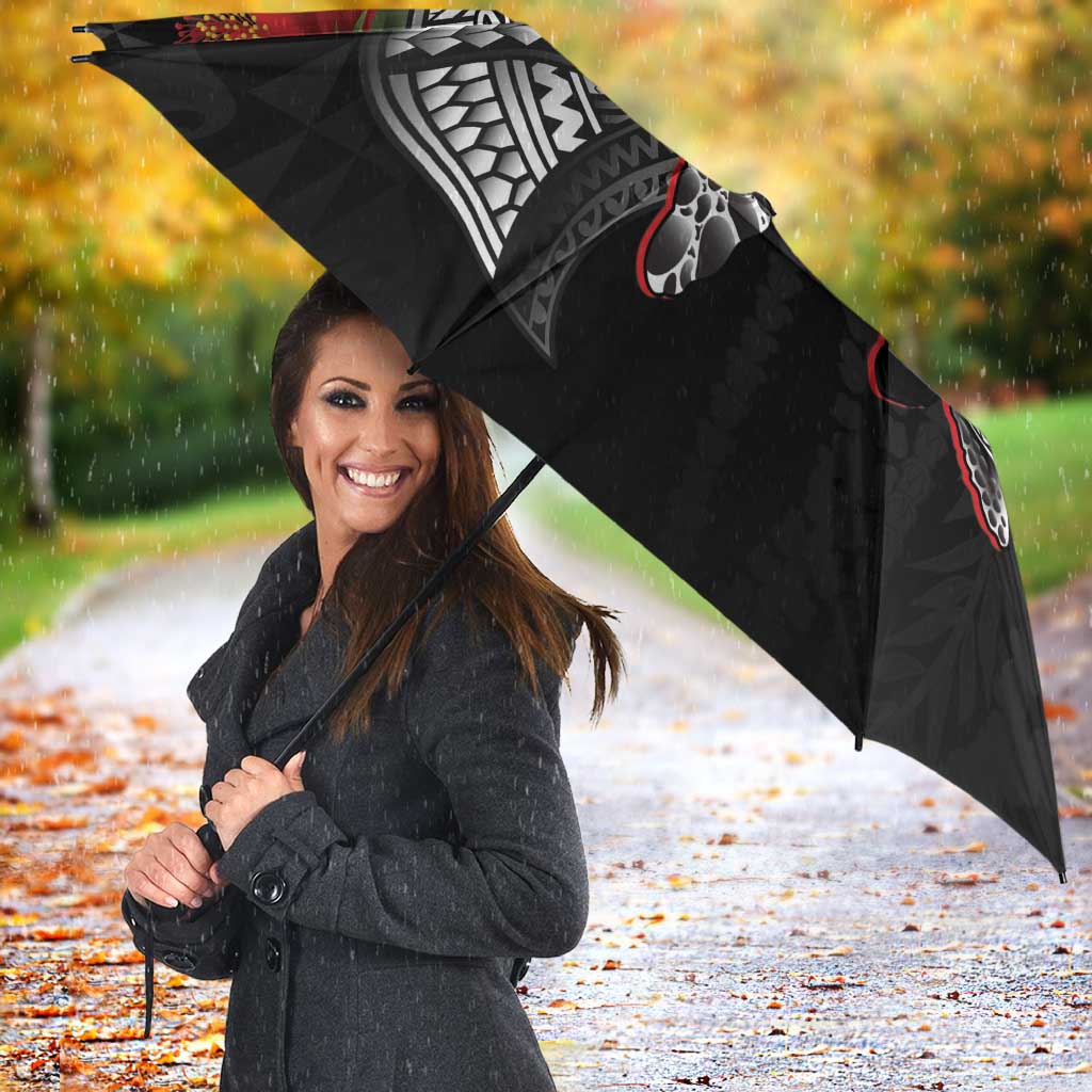 Hawaiian Honu Personalized Umbrella Black Tribal Hook Pattern LT9 - Polynesian Pride
