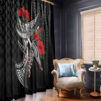 Hawaiian Honu Personalized Window Curtain Black Tribal Hook Pattern LT9 - Polynesian Pride