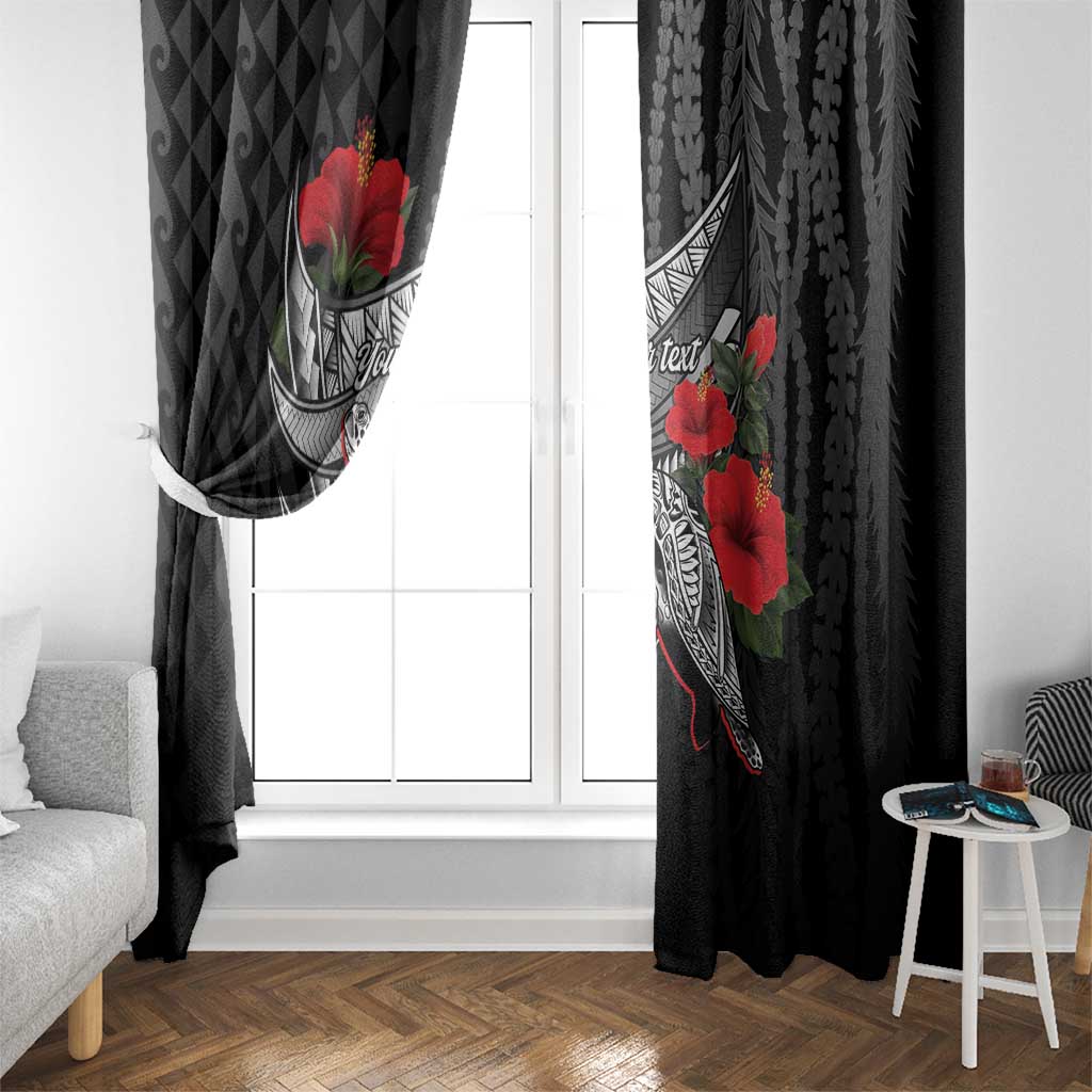 Hawaiian Honu Personalized Window Curtain Black Tribal Hook Pattern LT9 - Polynesian Pride