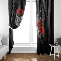 Hawaiian Honu Personalized Window Curtain Black Tribal Hook Pattern LT9 - Polynesian Pride