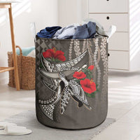 Hawaiian Honu Personalized Laundry Basket Mocha Mousse Hibiscus Tribal Hook Pattern LT9 Mocha - Polynesian Pride