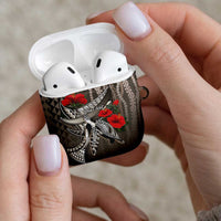Hawaiian Honu Personalized AirPods Case Mocha Mousse Hibiscus Tribal Hook Pattern LT9 - Polynesian Pride
