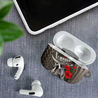 Hawaiian Honu Personalized AirPods Case Mocha Mousse Hibiscus Tribal Hook Pattern LT9 - Polynesian Pride