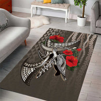 Hawaiian Honu Personalized Area Rug Mocha Mousse Hibiscus Tribal Hook Pattern