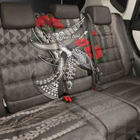 Hawaiian Honu Personalized Back Car Seat Cover Mocha Mousse Hibiscus Tribal Hook Pattern LT9 - Polynesian Pride