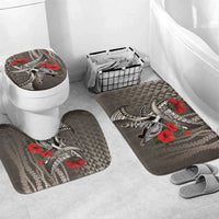 Hawaiian Honu Personalized Bathroom Set Mocha Mousse Hibiscus Tribal Hook Pattern LT9 Mat Set Only (3 pcs) One Size Mocha - Polynesian Pride