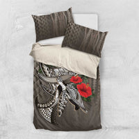 Hawaiian Honu Personalized Bedding Set Mocha Mousse Hibiscus Tribal Hook Pattern LT9 US Twin 172cm x 218cm Mocha - Polynesian Pride
