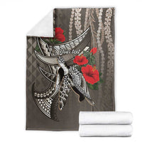 Hawaiian Honu Personalized Blanket Mocha Mousse Hibiscus Tribal Hook Pattern LT9 - Polynesian Pride