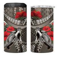 Hawaiian Honu Personalized 4 in 1 Can Cooler Tumbler Mocha Mousse Hibiscus Tribal Hook Pattern LT9 One Size: 16 oz Mocha - Polynesian Pride