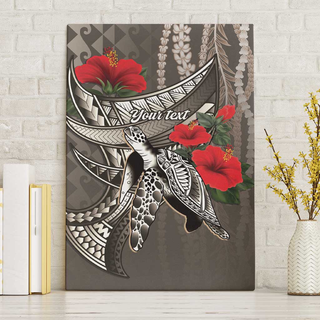 Hawaiian Honu Personalized Canvas Wall Art Mocha Mousse Hibiscus Tribal Hook Pattern LT9 Without Frame Mocha - Polynesian Pride