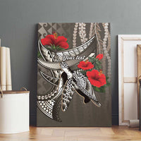 Hawaiian Honu Personalized Canvas Wall Art Mocha Mousse Hibiscus Tribal Hook Pattern LT9 - Polynesian Pride
