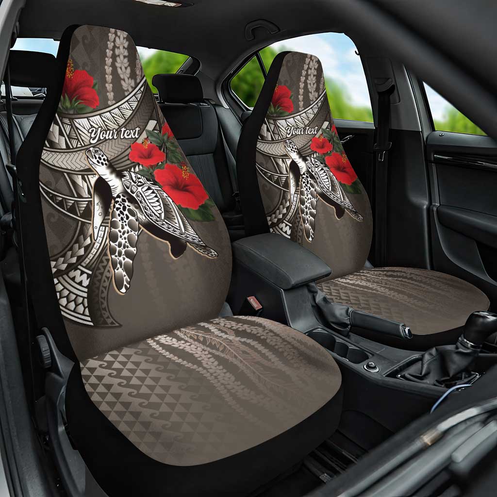 Hawaiian Honu Personalized Car Seat Cover Mocha Mousse Hibiscus Tribal Hook Pattern LT9 One Size Mocha - Polynesian Pride