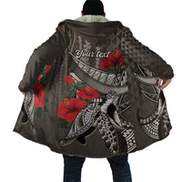 Hawaiian Honu Personalized Cloak Mocha Mousse Hibiscus Tribal Hook Pattern LT9 - Polynesian Pride