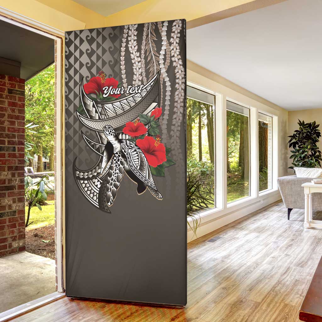 Hawaiian Honu Personalized Door Cover Mocha Mousse Hibiscus Tribal Hook Pattern LT9 - Polynesian Pride