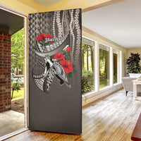 Hawaiian Honu Personalized Door Cover Mocha Mousse Hibiscus Tribal Hook Pattern LT9 - Polynesian Pride