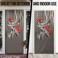 Hawaiian Honu Personalized Door Cover Mocha Mousse Hibiscus Tribal Hook Pattern LT9 - Polynesian Pride