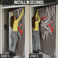 Hawaiian Honu Personalized Door Cover Mocha Mousse Hibiscus Tribal Hook Pattern LT9 - Polynesian Pride