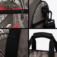 Hawaiian Honu Personalized Duffle Bag Mocha Mousse Hibiscus Tribal Hook Pattern LT9 - Polynesian Pride