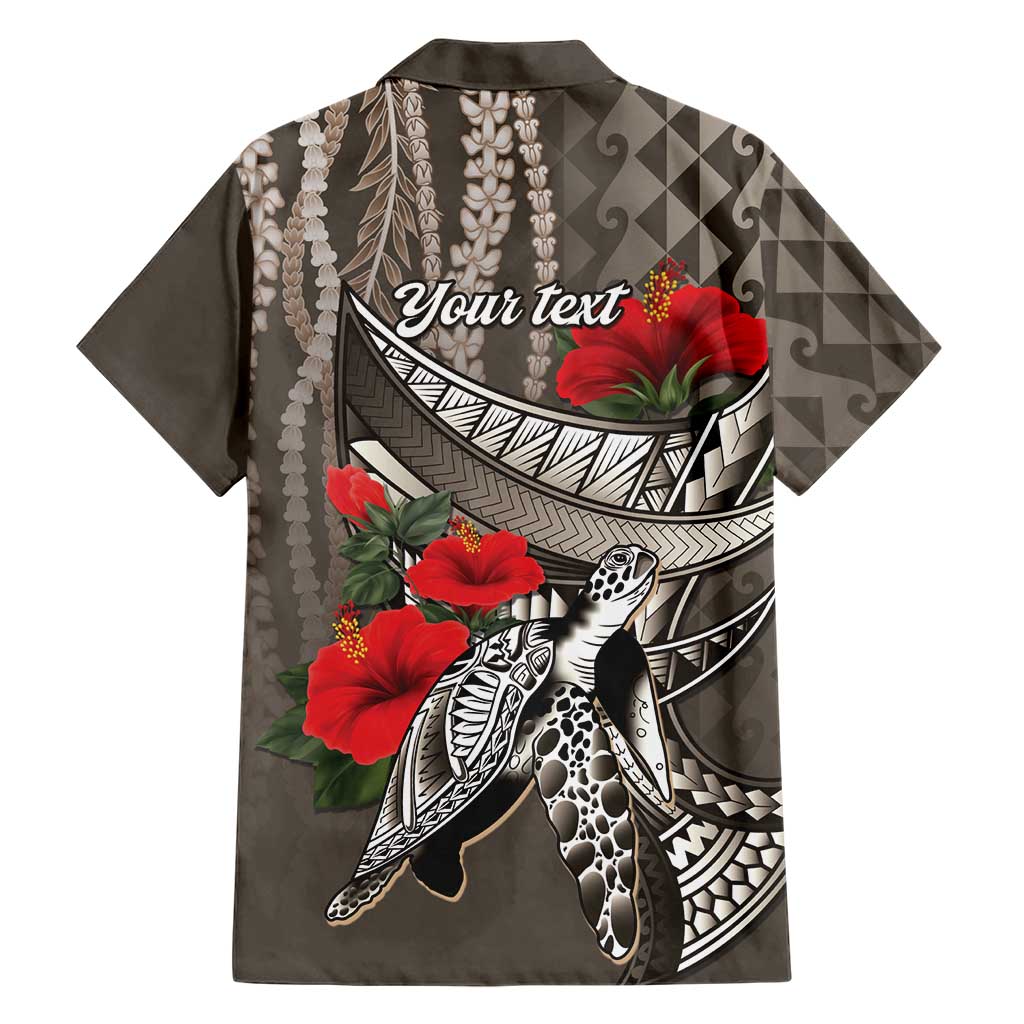 Hawaiian Honu Personalized Family Matching Puletasi and Hawaiian Shirt Mocha Mousse Hibiscus Tribal Hook Pattern LT9 - Polynesian Pride