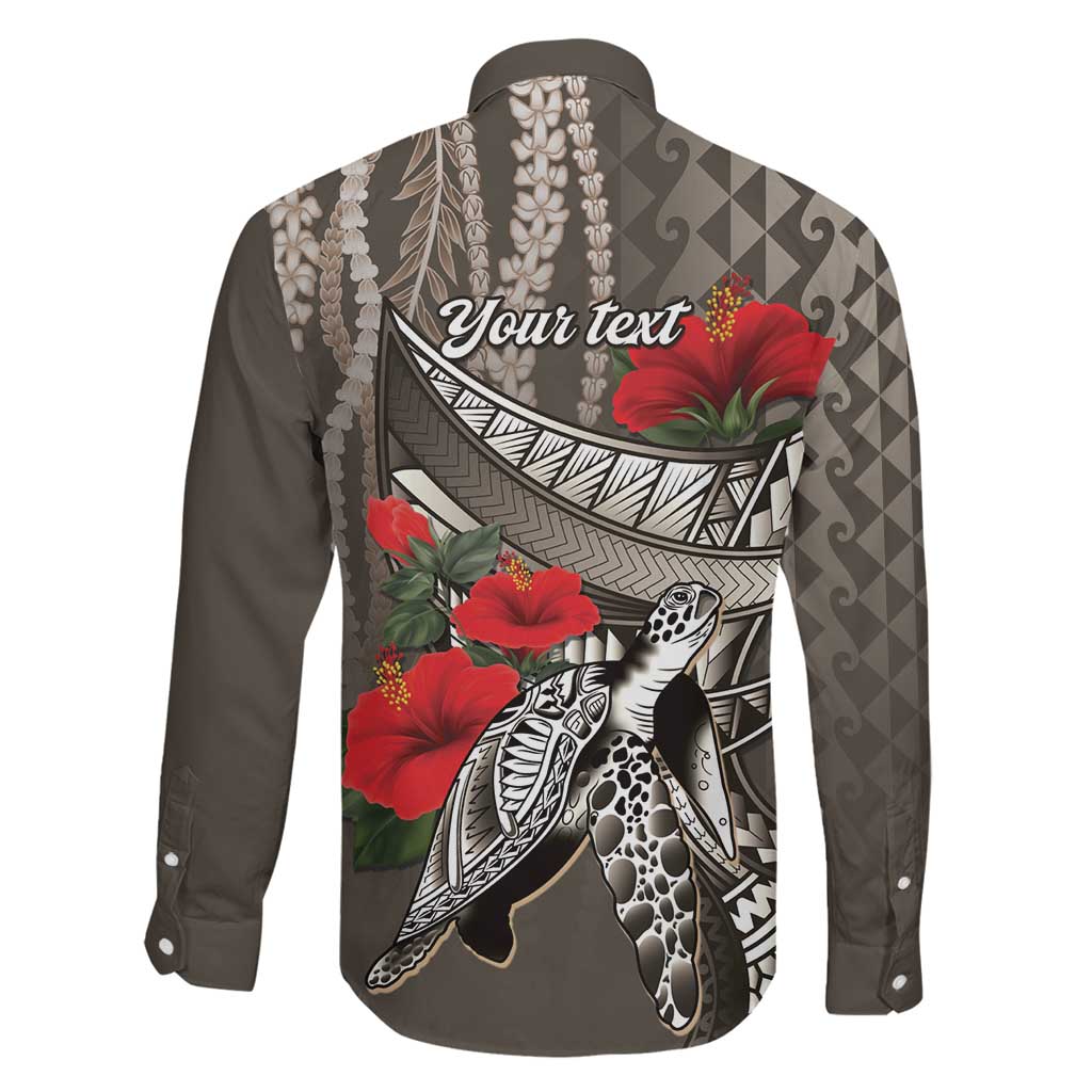 Hawaiian Honu Personalized Family Matching Puletasi and Hawaiian Shirt Mocha Mousse Hibiscus Tribal Hook Pattern LT9 - Polynesian Pride