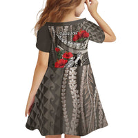 Hawaiian Honu Personalized Family Matching Short Sleeve Bodycon Dress and Hawaiian Shirt Mocha Mousse Hibiscus Tribal Hook Pattern