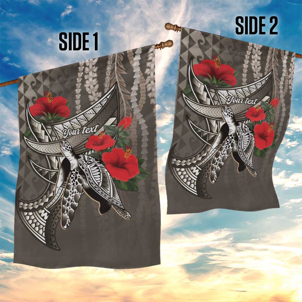 Hawaiian Honu Personalized Garden Flag Mocha Mousse Hibiscus Tribal Hook Pattern LT9 - Polynesian Pride